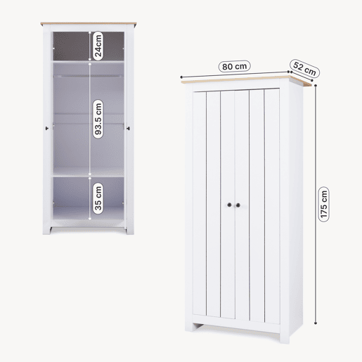 Roupeiro Trorjam com 2 portas 175x80x52 cm BrancoCarvalho en.casa