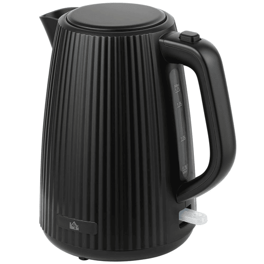 HOMCOM Fervedor de Água Elétrico 1,7 L, 2200 W, Aquecedor de Água Elétrico com Desligamento Automático, Base Giratória 360°, Filtro Antical Removível, Preto