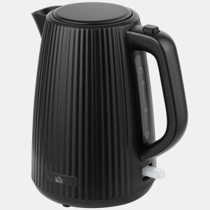 HOMCOM Fervedor de Água Elétrico 1,7 L, 2200 W, Aquecedor de Água Elétrico com Desligamento Automático, Base Giratória 360°, Filtro Antical Removível, Preto