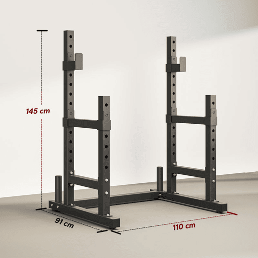 SPORTNOW Suporte Ajustável para Barras de Pesas com Segurança Reforçada para Ginásio Doméstico Carga até 300 kg Altura Regulável 48-13545-85 cm Preto