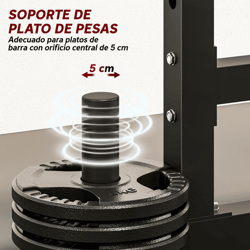 SPORTNOW Suporte Ajustável para Barras de Pesas com Segurança Reforçada para Ginásio Doméstico Carga até 300 kg Altura Regulável 48-13545-85 cm Preto