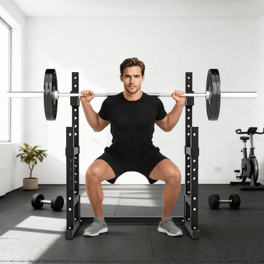 SPORTNOW Suporte Ajustável para Barras de Pesas com Segurança Reforçada para Ginásio Doméstico Carga até 300 kg Altura Regulável 48-13545-85 cm Preto