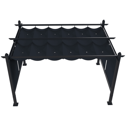 Outsunny Pérgola de Jardim 4x3 m com Telhado Deslizante Regulável e Estores Laterais Retráteis, Proteção UV50+, Cinzento Escuro