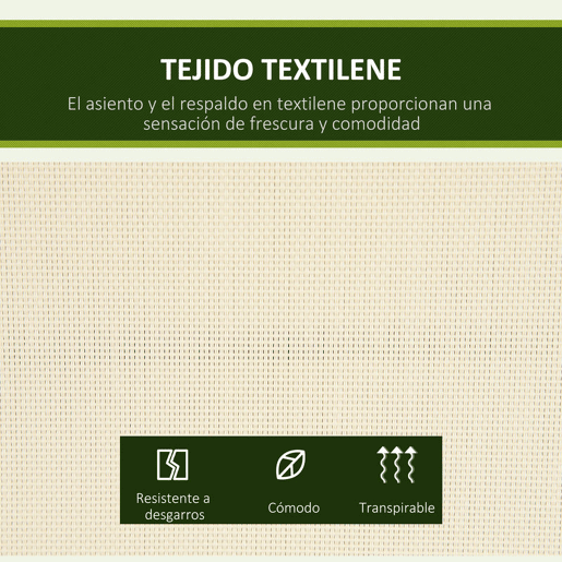 Outsunny Baloiço de Jardim Exterior de 2 Lugares, Baloiço de Jardim com Toldo Ajustável e Estrutura em Aço, Assentos Textilene, para Varanda, Terraço, Carga 220 kg, 140x118x162 cm, Bege