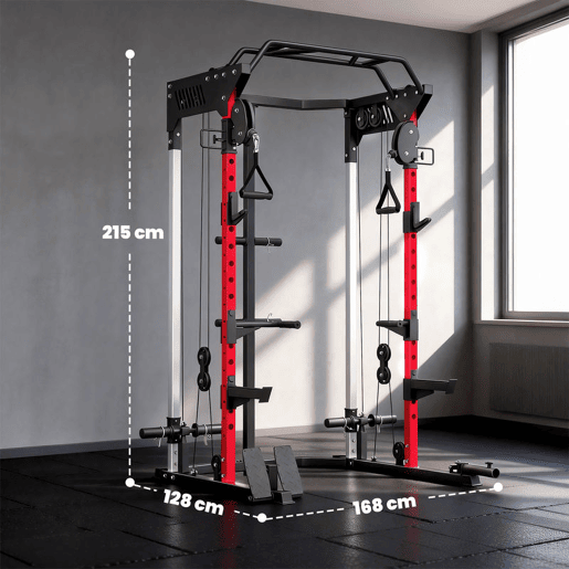 SPORTNOW Jaula de Potência com Sistema de Polias Ajustável, Rack para Agachamentos com Barra de Elevações, Estação para Paralelas, Suporte de Barra, para Ginásio em Casa, Carga Máxima 900 kg SPORTNOW Jaula de Potência com Sistema de Polias Ajustável, Rack para Agachamentos com Barra de Elevações, Estação para Paralelas, Suporte de Barra, para Ginásio em Casa, Carga Máxima 900 kg