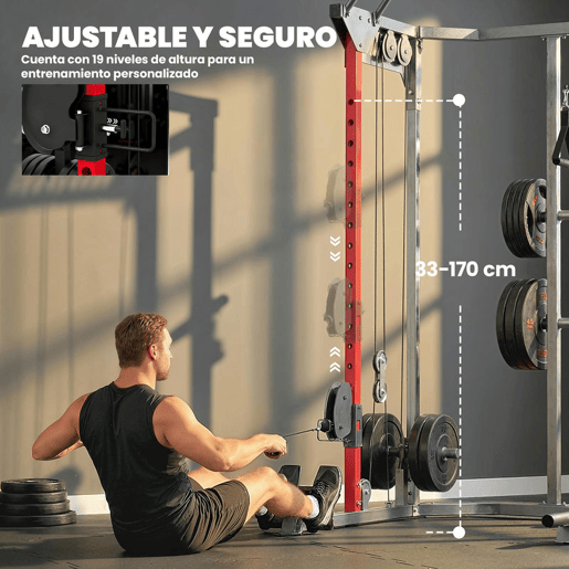 SPORTNOW Jaula de Potência com Sistema de Polias Ajustável, Rack para Agachamentos com Barra de Elevações, Estação para Paralelas, Suporte de Barra, para Ginásio em Casa, Carga Máxima 900 kg SPORTNOW Jaula de Potência com Sistema de Polias Ajustável, Rack para Agachamentos com Barra de Elevações, Estação para Paralelas, Suporte de Barra, para Ginásio em Casa, Carga Máxima 900 kg