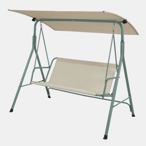Baloiço Hollywood Satten 3 lugares aço173x119x153 cm verdebege en.casa