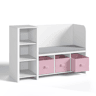 Estante de livros para crianças com banco Høylandet 76x112x40 cm - BrancoRosa en.casa