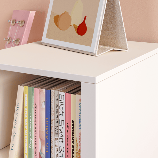 Estante de livros para crianças com banco Høylandet 76x112x40 cm - BrancoRosa en.casa