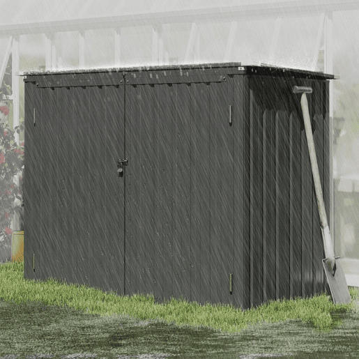 Outsunny Abrigo para Contentores de Lixo Duplo Casota para Contentores de Lixo de 240L em Aço Galvanizado com Tampa Dobrável e Portas com Fecho para Jardim Exterior 150x80x117 cm Cinzento Escuro Outsunny Abrigo para Contentores de Lixo Duplo Casota para Contentores de Lixo de 240L em Aço Galvanizado com Tampa Dobrável e Portas com Fecho para Jardim Exterior 150x80x117 cm Cinzento Escuro