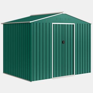Outsunny Abrigo de Jardim Exterior 3,6 m², 236x171x191 cm, Abrigo Metálico com Portas Deslizantes e Ranhuras de Ventilação, para Armazenamento de Ferramentas, Verde