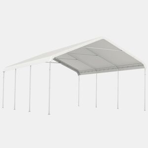 Outsunny Tenda para Garagem Portátil 5x6 m Garagem Exterior Impermeável com Estrutura de Aço Galvanizado Cobertura Resistente Anti-UV Abrigo para Ferramentas de Jardim Creme