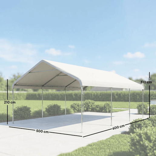 Outsunny Tenda para Garagem Portátil 5x6 m Garagem Exterior Impermeável com Estrutura de Aço Galvanizado Cobertura Resistente Anti-UV Abrigo para Ferramentas de Jardim Creme Outsunny Tenda para Garagem Portátil 5x6 m Garagem Exterior Impermeável com Estrutura de Aço Galvanizado Cobertura Resistente Anti-UV Abrigo para Ferramentas de Jardim Creme