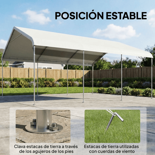 Outsunny Tenda para Garagem Portátil 5x6 m Garagem Exterior Impermeável com Estrutura de Aço Galvanizado Cobertura Resistente Anti-UV Abrigo para Ferramentas de Jardim Creme Outsunny Tenda para Garagem Portátil 5x6 m Garagem Exterior Impermeável com Estrutura de Aço Galvanizado Cobertura Resistente Anti-UV Abrigo para Ferramentas de Jardim Creme