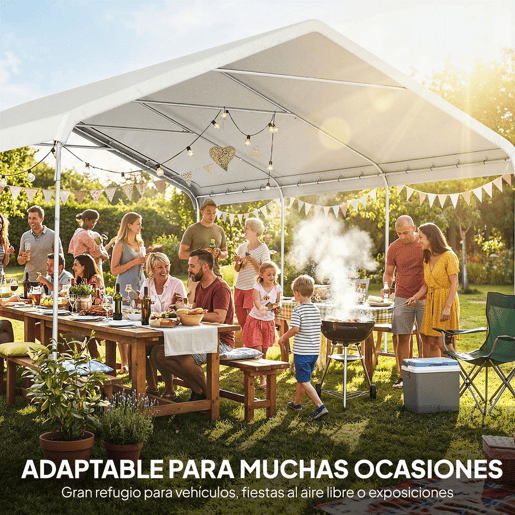 Outsunny Tenda para Garagem Portátil 5x6 m Garagem Exterior Impermeável com Estrutura de Aço Galvanizado Cobertura Resistente Anti-UV Abrigo para Ferramentas de Jardim Creme Outsunny Tenda para Garagem Portátil 5x6 m Garagem Exterior Impermeável com Estrutura de Aço Galvanizado Cobertura Resistente Anti-UV Abrigo para Ferramentas de Jardim Creme