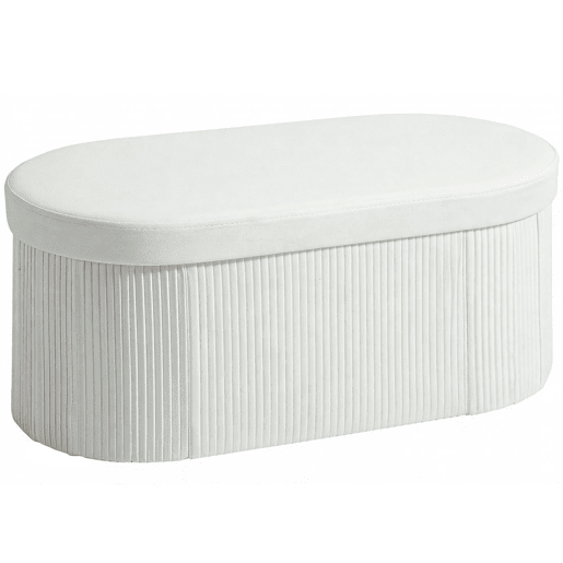 HOMCOM Puff de Arrumação Banco Dobrável 72 L 76x38x35 cm Estofado em Veludo Baú de Arrumação Suporta 120 kg para Sala Quarto, Entrada Creme