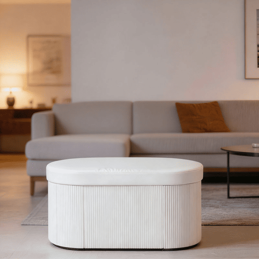 HOMCOM Puff de Arrumação Banco Dobrável 72 L 76x38x35 cm Estofado em Veludo Baú de Arrumação Suporta 120 kg para Sala Quarto, Entrada Creme