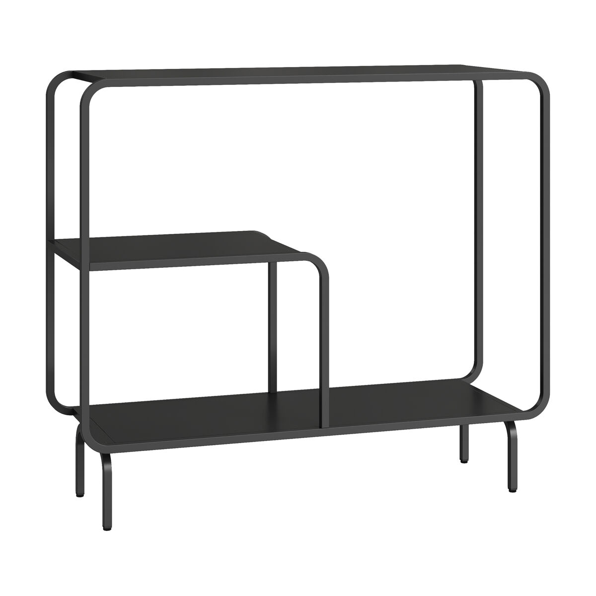 Mesa consola færder con estantes 92x33x82 cm acero - negro mate [en.casa]