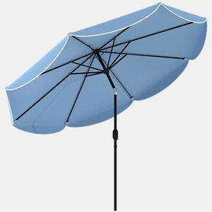 Outsunny Chapéu de Sol para Jardim Ø2,7 m com Inclinação Ajustável, Manivela e Volante Azul Celeste