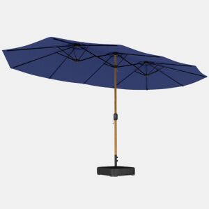 Outsunny Chapéu de Sol Duplo para Jardim 467x281x238 cm Chapéu de Sol de Exterior com Base Incluida Manivela Sacos de Areia Capa de Proteção Anti UV Chapéu de Sol de Jardim Azul Escuro