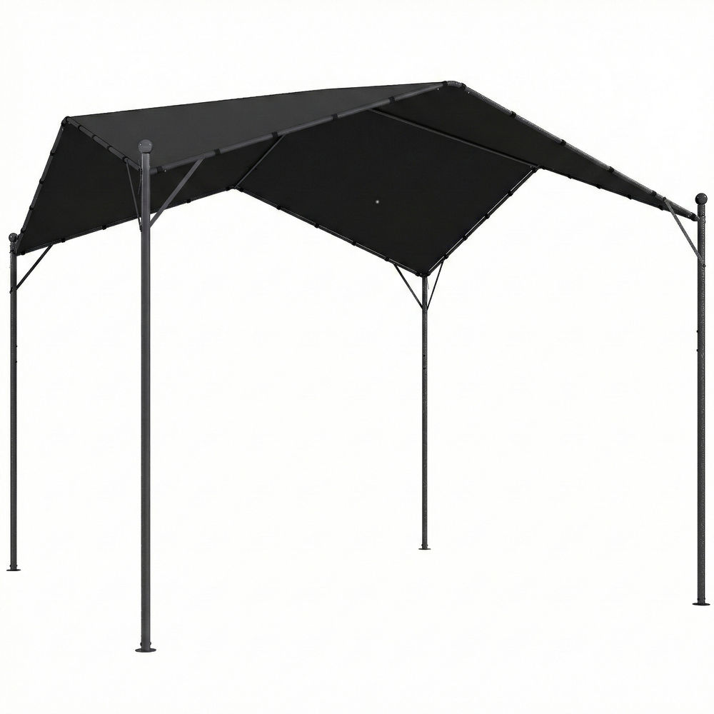 Outsunny pérgola de jardín 3x3 m, cenador de jardín con techo inclinado, dosel upf30+ y estructura de metal galvanizado, pabellón para exterior, patio, terraza, gris oscuro
