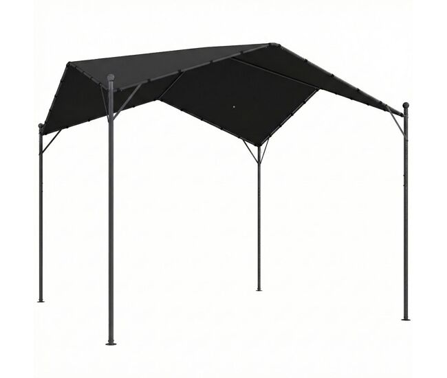 Outsunny pérgola de jardín 3x3 m, cenador de jardín con techo inclinado, dosel upf30+ y estructura de metal galvanizado, pabellón para exterior, patio, terraza, gris oscuro