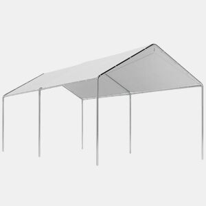 Outsunny Tenda Garagem para Carro 3x6 m, Abrigo Exterior Portátil com Estrutura de Aço Galvanizado, Impermeável, Anti-UV, Pavilhão Gazebo de Jardim com Acessórios, para Eventos, Festas, Branco