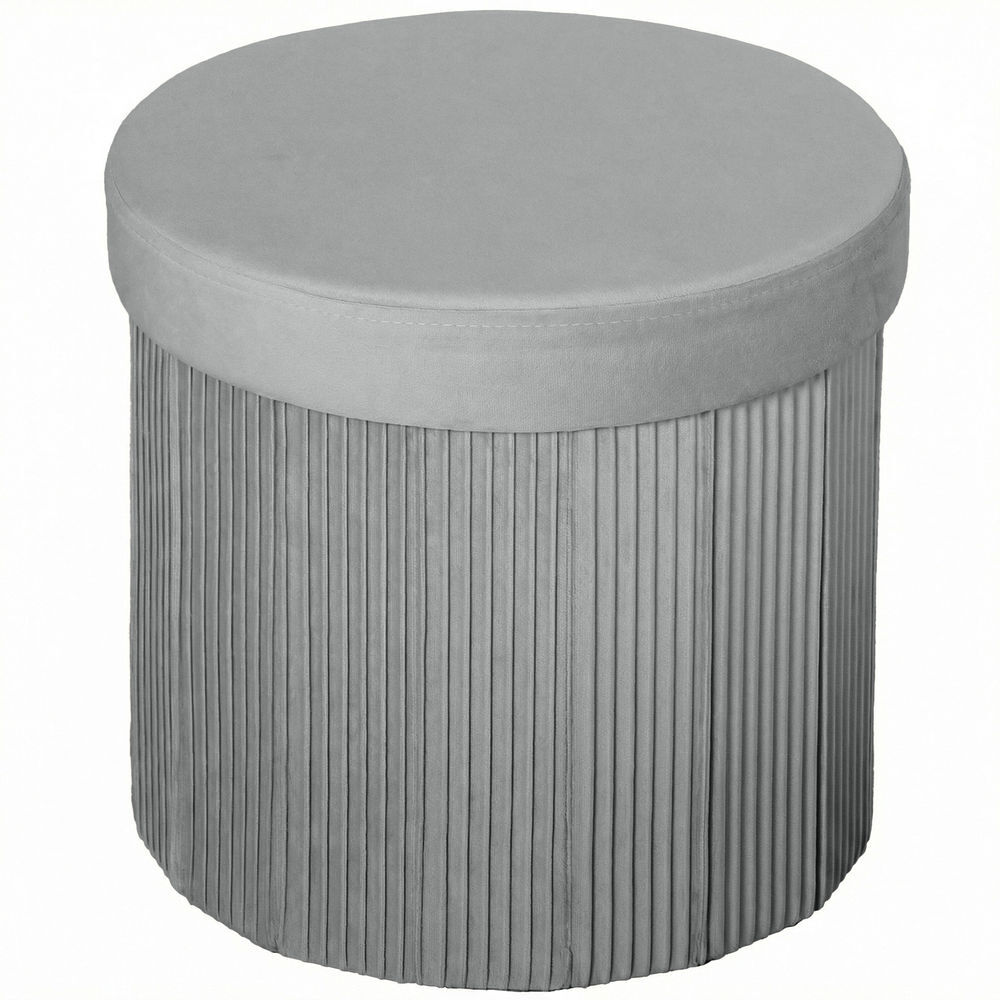 Homcom puff almacenaje, banco almacenaje plegable, 35 l, 38x38x38 cm, tapizado en terciopelo, baúl de almacenamiento redondo, carga 120 kg, taburete para sala de estar, dormitorio, entrada gris oscuro