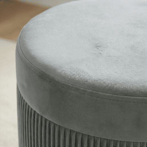 HOMCOM Puff de Arrumação Banco de Arrumação Dobrável 35 L 38x38x38 cm Estofado em Veludo Baú de Arrumação Redondo Suporta 120 kg Banqueta para Sala de Estar Quarto e Entrada Cinzento Escuro