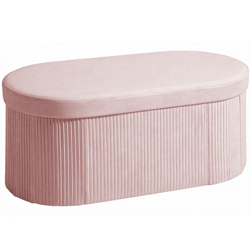 HOMCOM Puff de Arrumação Banco de Arrumação Dobrável 72 L 76x38x35 cm Estofado em Veludo Baú de Armazenamento Suporta até 120 kg Ideal para Sala de Estar Quarto Entrada Rosa