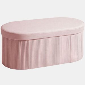 HOMCOM Puff de Arrumação Banco de Arrumação Dobrável 72 L 76x38x35 cm Estofado em Veludo Baú de Armazenamento Suporta até 120 kg Ideal para Sala de Estar Quarto Entrada Rosa