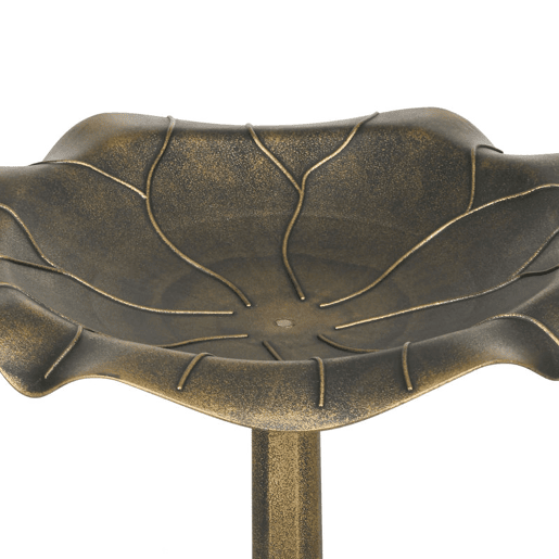 Outsunny Banho para Pássaros de Jardim ao Ar Livre, Altura 71 cm, Alimentador para Pássaros com Design Folha de Lótus e Acabamento Envelhecido, Leve e Resistente, Bronze