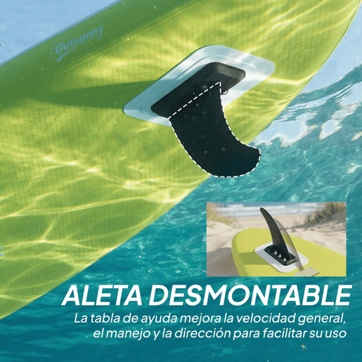 Outsunny Prancha de Paddle Surf Insuflável com Acessórios 320 cm Remo de Alumínio Ajustável Quilha Stand Up Paddle Board com Superfície Antiderrapante de EVA Bomba e Mochila Capacidade de Carga 160 kg para Adultos