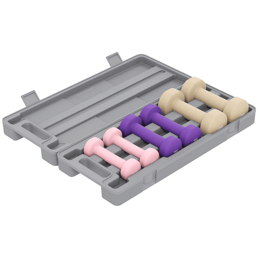 HOMCOM Conjunto de Halteres de 6 Peças Total 6 kg 2x1,5 kg 2x1 kg e 2x0,5 kg Halteres Hexagonais com Revestimento de PU e Mala para Exercício em Casa Ginásio Multicolor