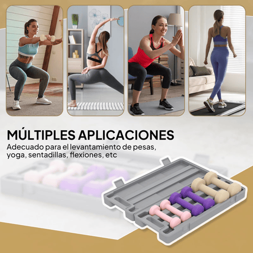 HOMCOM Conjunto de Halteres de 6 Peças Total 6 kg 2x1,5 kg 2x1 kg e 2x0,5 kg Halteres Hexagonais com Revestimento de PU e Mala para Exercício em Casa Ginásio Multicolor