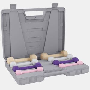 HOMCOM Conjunto de Halteres de 8 Peças, Total de 10 kg, 2x0,5 kg, 2x1 kg, 2x1,5 kg, 2x2 kg, Halteres Poligonais Antideslizantes e Mala de Transporte para Exercício em Casa, Ginásio, Multicolor