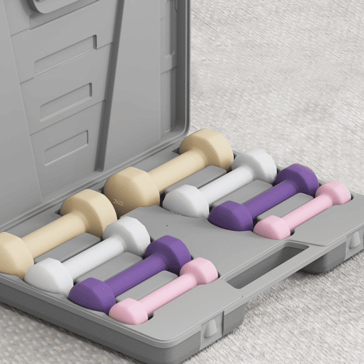 HOMCOM Conjunto de Halteres de 8 Peças, Total de 10 kg, 2x0,5 kg, 2x1 kg, 2x1,5 kg, 2x2 kg, Halteres Poligonais Antideslizantes e Mala de Transporte para Exercício em Casa, Ginásio, Multicolor