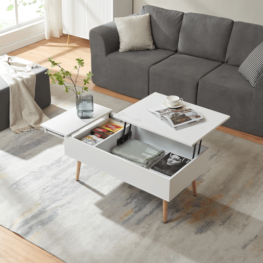 Mesa de centro Flesen com espaço de arrumação 92x52x41cm Branco en.casa