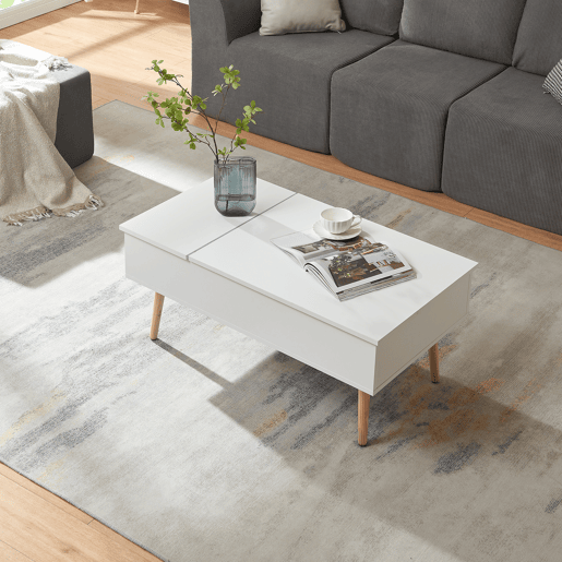 Mesa de centro Flesen com espaço de arrumação 92x52x41cm Branco en.casa