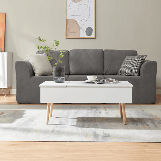 Mesa de centro Flesen com espaço de arrumação 92x52x41cm Branco en.casa