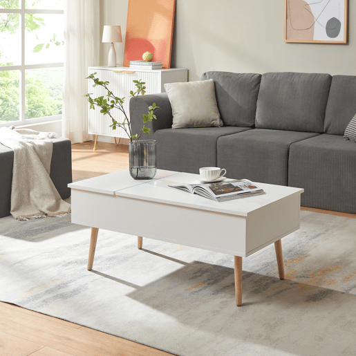 Mesa de centro Flesen com espaço de arrumação 92x52x41cm Branco en.casa