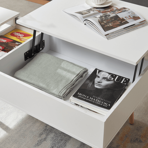 Mesa de centro Flesen com espaço de arrumação 92x52x41cm Branco en.casa