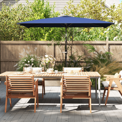 Outsunny Chapéu de Sol para Terraço Exterior, 200x300 cm, Guarda-Sol de Terraço com Ângulo Ajustável, Manivela, Mastro de Alumínio Removível e Proteção UV, Chapéu de Sol para Jardim e Pátio, Azul Marinho