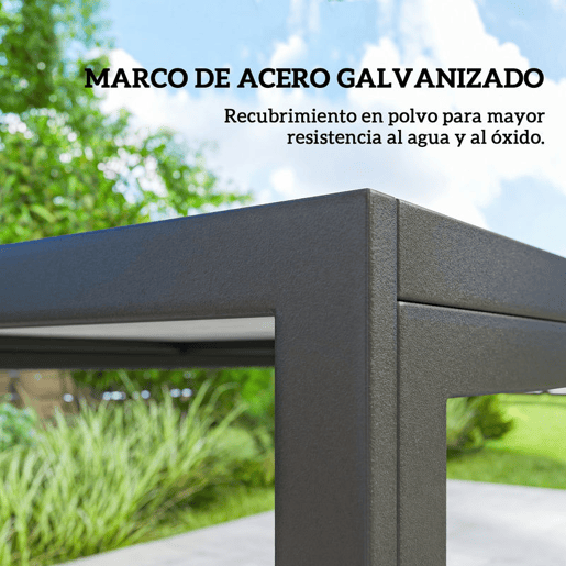 Outsunny Conjunto de Mesa e Cadeiras de Jardim de 7 Peças Mobiliário de Exterior com Mesa com Efeito Madeira e 6 Cadeiras com Assento Respirável Estrutura em Aço Galvanizado para Terraço Pátio Caqui