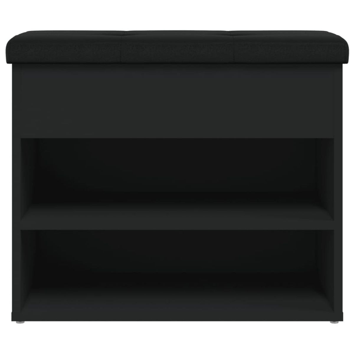 Banco zapatero ulises 2 estantes + asiento acolchado negro 50x62x32 cm