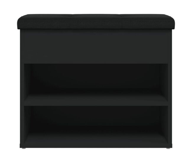 Banco zapatero ulises 2 estantes + asiento acolchado negro 50x62x32 cm