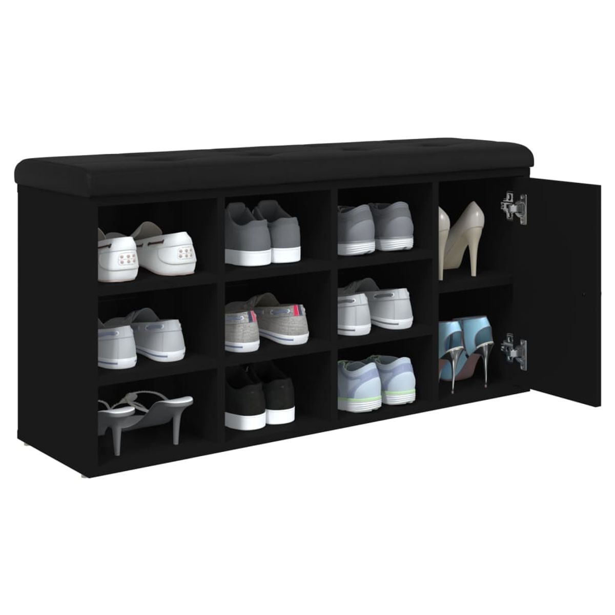 Banco zapatero santa cruz 9 estantes negro 50x102x32 cm