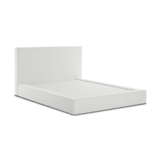 Cama de casal Teddy com cabeceira, branca, 150 cm