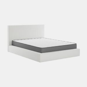 Cama de casal Teddy com cabeceira, branca, colchão básico de 135 cm + 18 cm