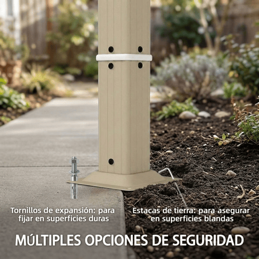 Outsunny Pérgola de Jardim 385x295x225 cm Pérgola de Jardim com Teto Ondulado 4 Cortinas Removíveis Proteção UPF50+ e Estrutura de Aço Resistente Pérgola para Exterior Pátio Terraço Bege